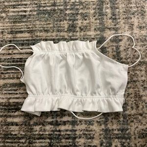 White Open Back Crop Top